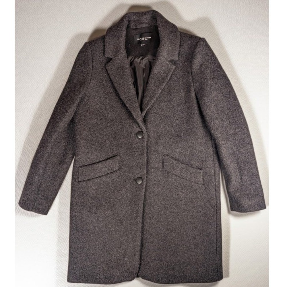 Marc New York Andrew Marc Gray Wool Blend Car Coat Women Size 10 Notched Lapel